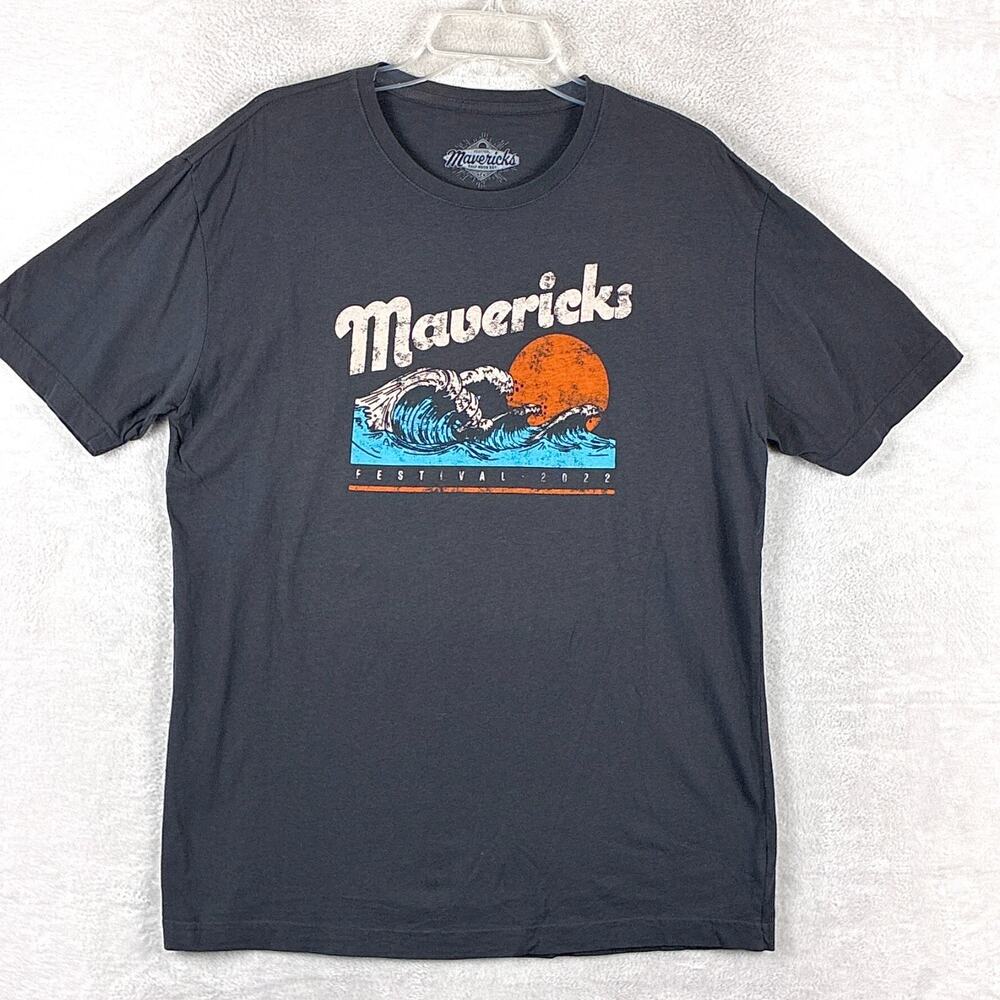 Mavericks Half Moon Bay TShirt Mens L Black 2022 Surf Festival Beach Classic